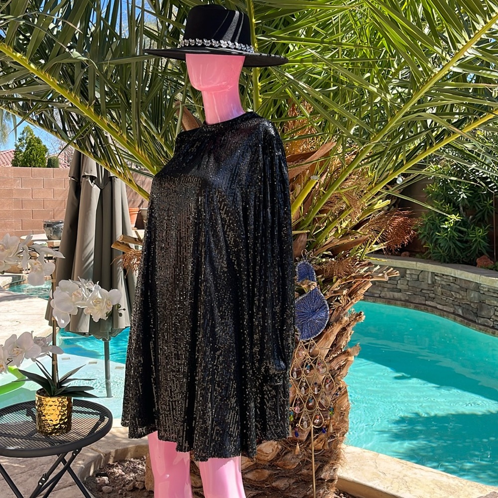 NWT Badgley Mischka Sequins Mini Retro Dress